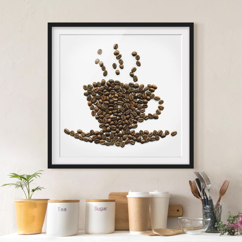 

Póster enmarcado - Coffee Beans Cup Dimensión LxA: 30cm x 30cm, Marco: Negro
