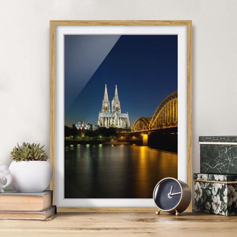 

Póster enmarcado - Cologne At Night Dimensión LxA: 24cm x 18cm, Marco: Roble