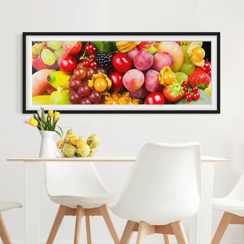 

Póster enmarcado - Colorful Frutta Esotica Dimensión LxA: 30cm x 75cm, Marco: Negro