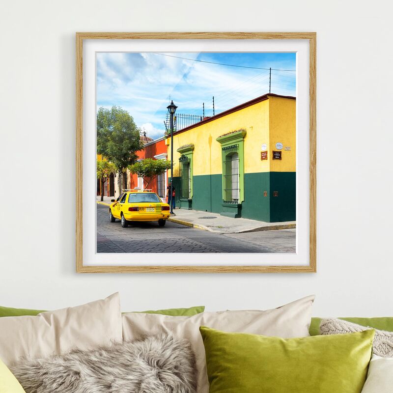 

Póster enmarcado - Colorful Mexican Street Dimensión LxA: 20cm x 20cm, Marco: Roble