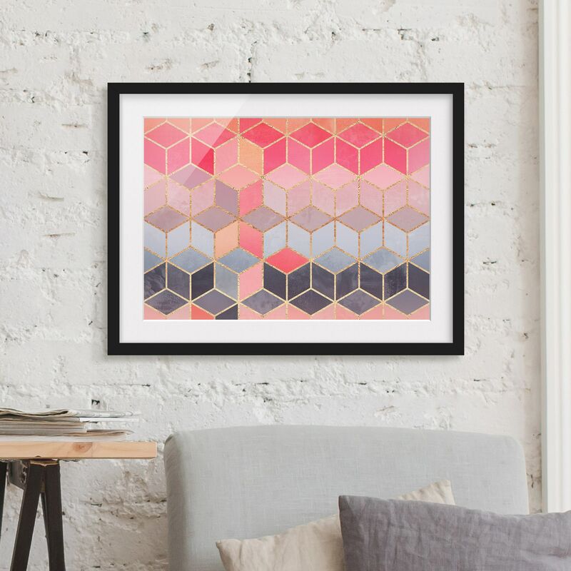 

Póster enmarcado - Colorful pastello oro Geometria Dimensión LxA: 18cm x 24cm, Marco: Negro