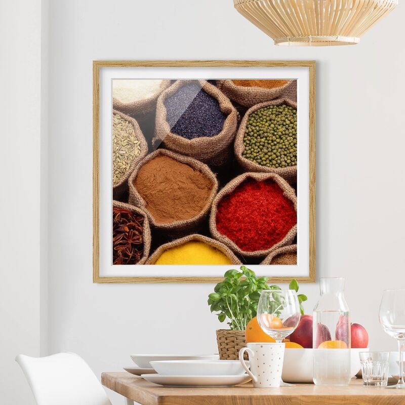 

Póster enmarcado - Colorful Spices Dimensión LxA: 30cm x 30cm, Marco: Roble