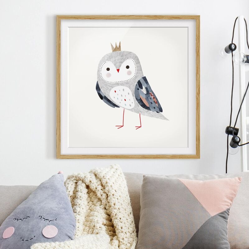 

Póster enmarcado - Crowned Owl Light Dimensión LxA: 30cm x 30cm, Marco: Roble