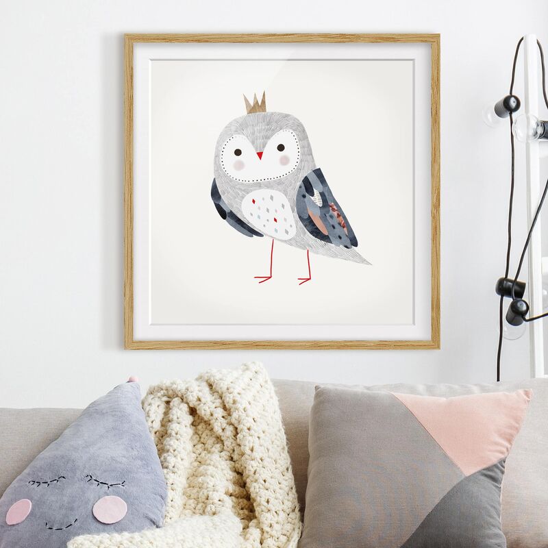 

Póster enmarcado - Crowned Owl Light Dimensión LxA: 20cm x 20cm, Marco: Roble