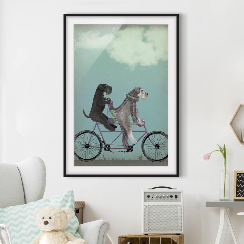 

Póster enmarcado - Ciclismo - Schnauzer Tandem Dimensión LxA: 100cm x 70cm, Marco: Negro