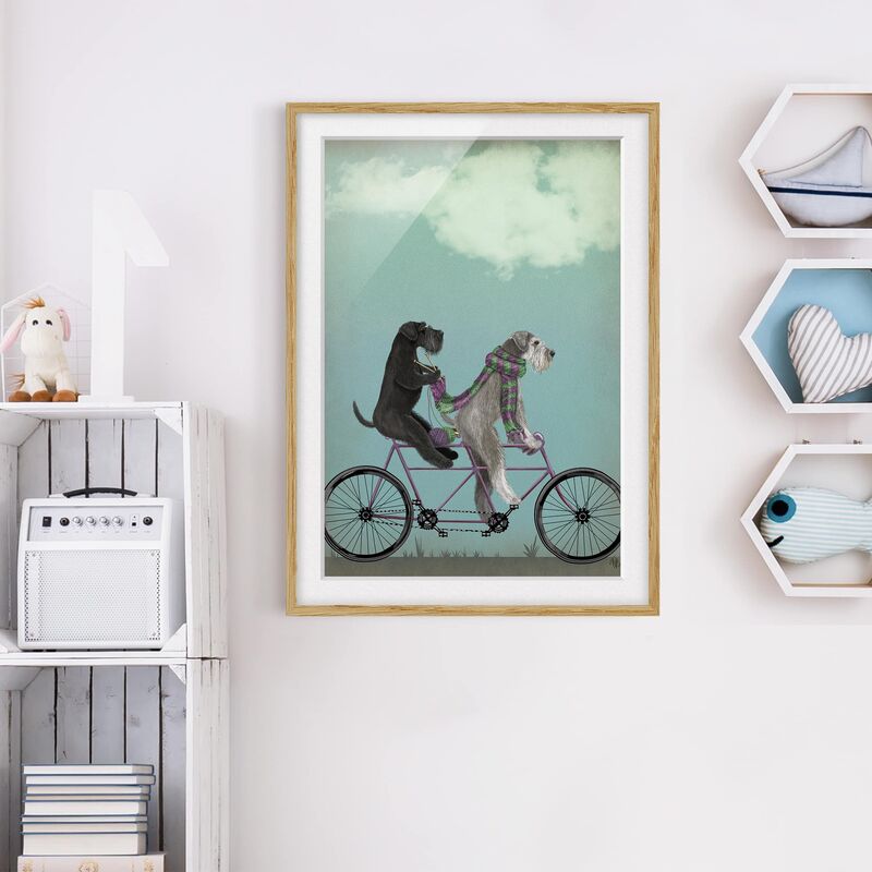 

Póster enmarcado - Ciclismo - Schnauzer Tandem Dimensión LxA: 40cm x 30cm, Marco: Roble
