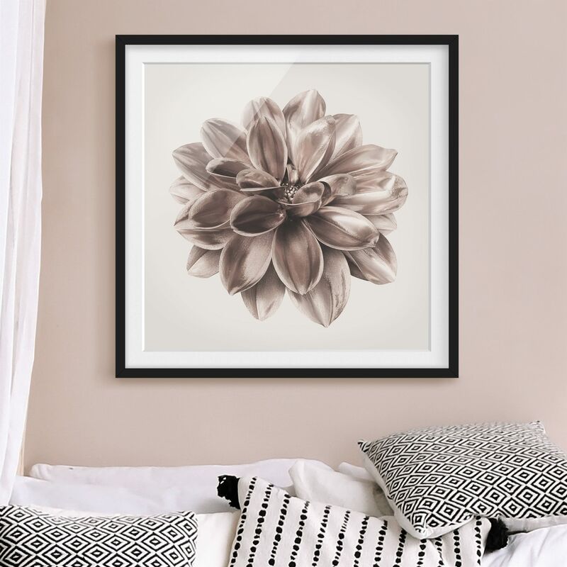 

Póster enmarcado - Dalia in bronzo metallico centrato in beige Dimensión LxA: 30cm x 30cm, Marco: Negro