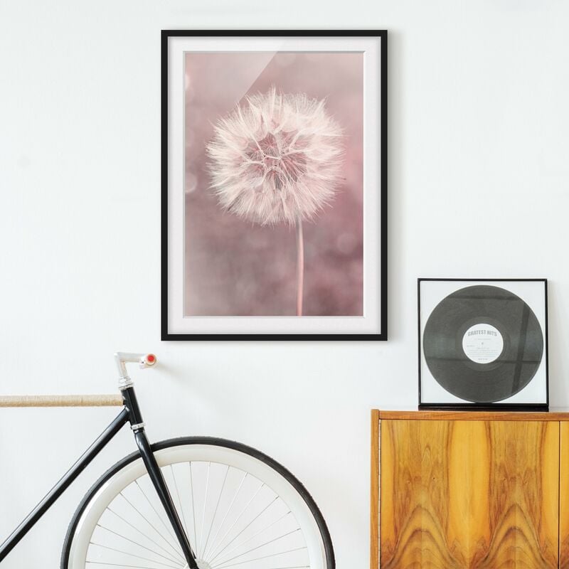 

Póster enmarcado - Dandelion rosa bokeh Dimensión LxA: 55cm x 40cm, Marco: Negro