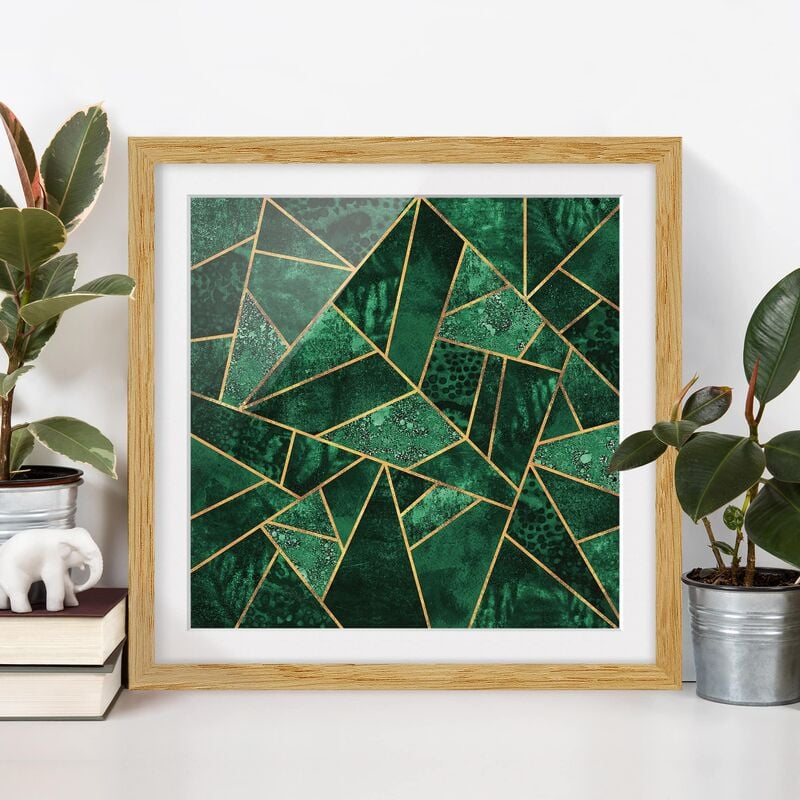 

Póster enmarcado - Dark Emerald con oro Dimensión LxA: 50cm x 50cm, Marco: Roble