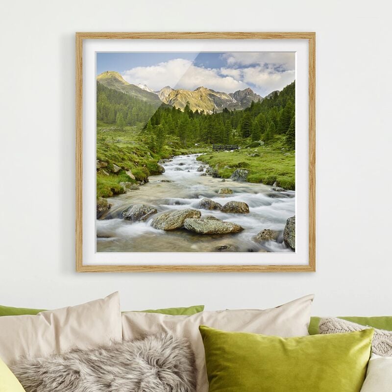 

Póster enmarcado - Debanttal National Park Hohe Tauern Dimensión LxA: 20cm x 20cm, Marco: Roble