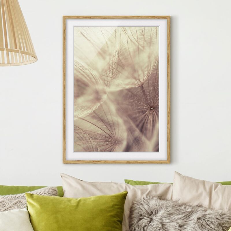 

Póster enmarcado - Detailed And Dandelion Macro Shot With Vintage Blur Effect Dimensión LxA: 40cm x 30cm, Marco: Roble