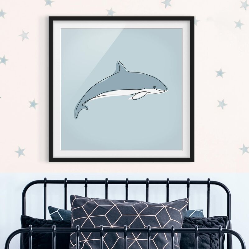 

Póster enmarcado - Dolphin Line Art Dimensión LxA: 30cm x 30cm, Marco: Negro