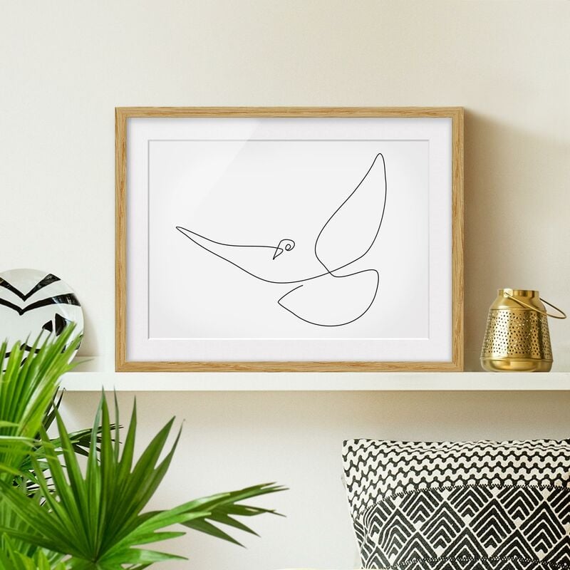 

Póster enmarcado - Dove Line Art Dimensión LxA: 50cm x 70cm, Marco: Roble