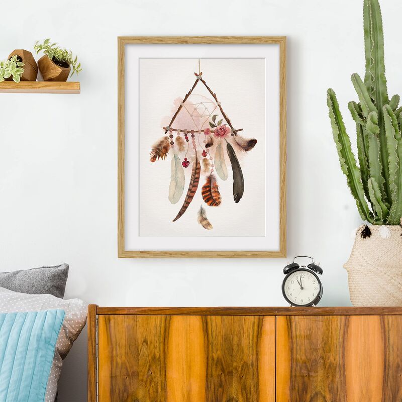 

Póster enmarcado - Dreamcatcher Triangle Dimensión LxA: 55cm x 40cm, Marco: Roble