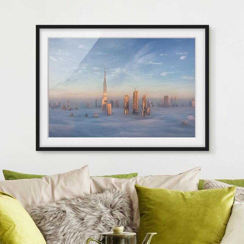 

Póster enmarcado - Dubai Sopra Le Nuvole Dimensión LxA: 30cm x 40cm, Marco: Negro