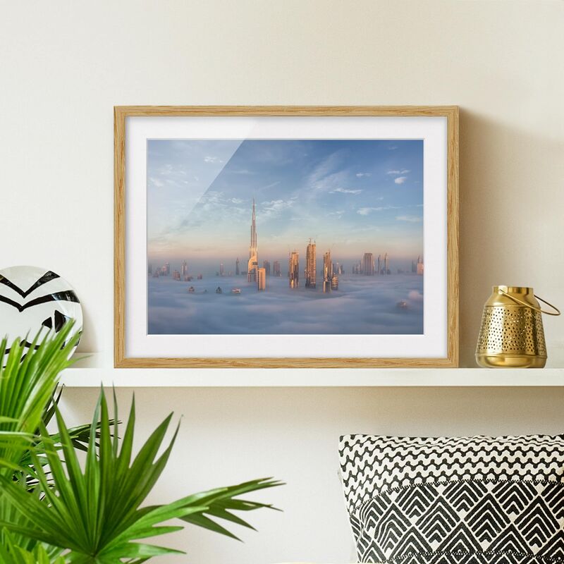 

Póster enmarcado - Dubai Sopra Le Nuvole Dimensión LxA: 30cm x 40cm, Marco: Roble
