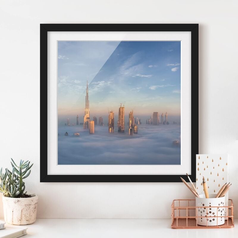 

Póster enmarcado - Dubai Sopra Le Nuvole Dimensión LxA: 50cm x 50cm, Marco: Negro
