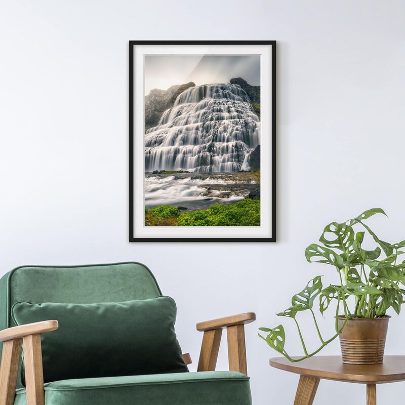 

Póster enmarcado - Dynjandi Waterfall Dimensión LxA: 70cm x 50cm, Marco: Negro