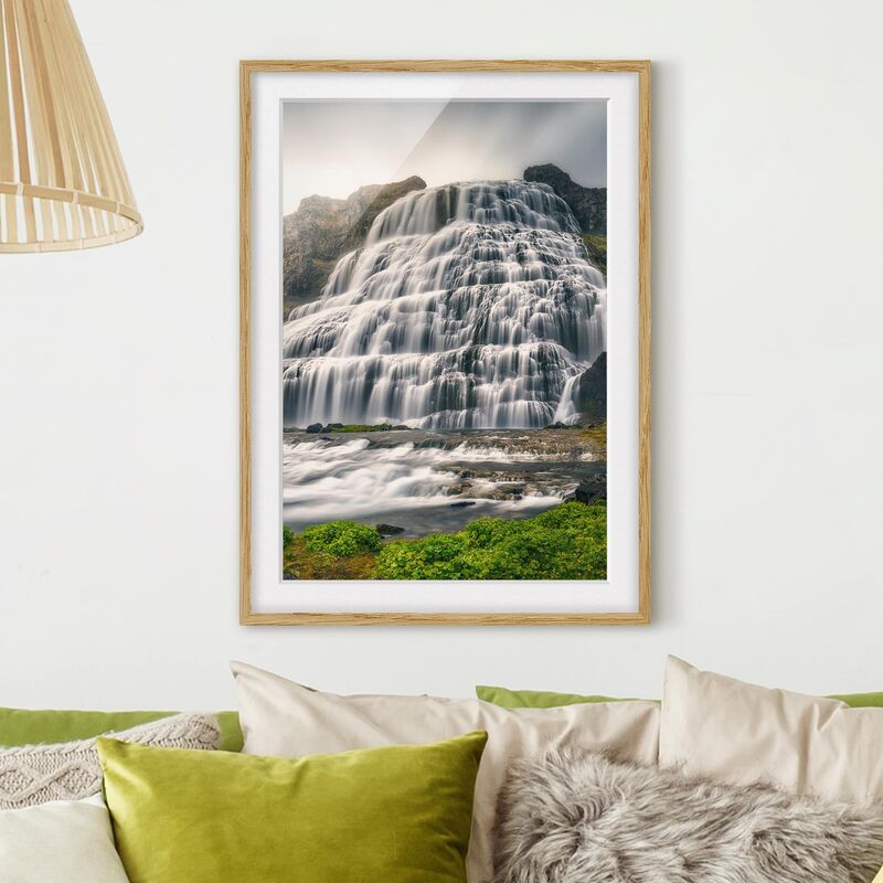 

Póster enmarcado - Dynjandi Waterfall Dimensión LxA: 40cm x 30cm, Marco: Roble