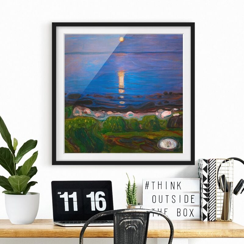 

Póster enmarcado - Edvard Munch - Summer Night On The Sea Beach Dimensión LxA: 50cm x 50cm, Marco: Negro