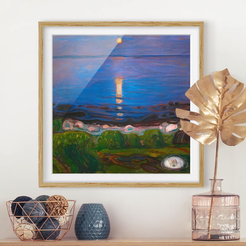 

Póster enmarcado - Edvard Munch - Summer Night On The Sea Beach Dimensión LxA: 20cm x 20cm, Marco: Roble