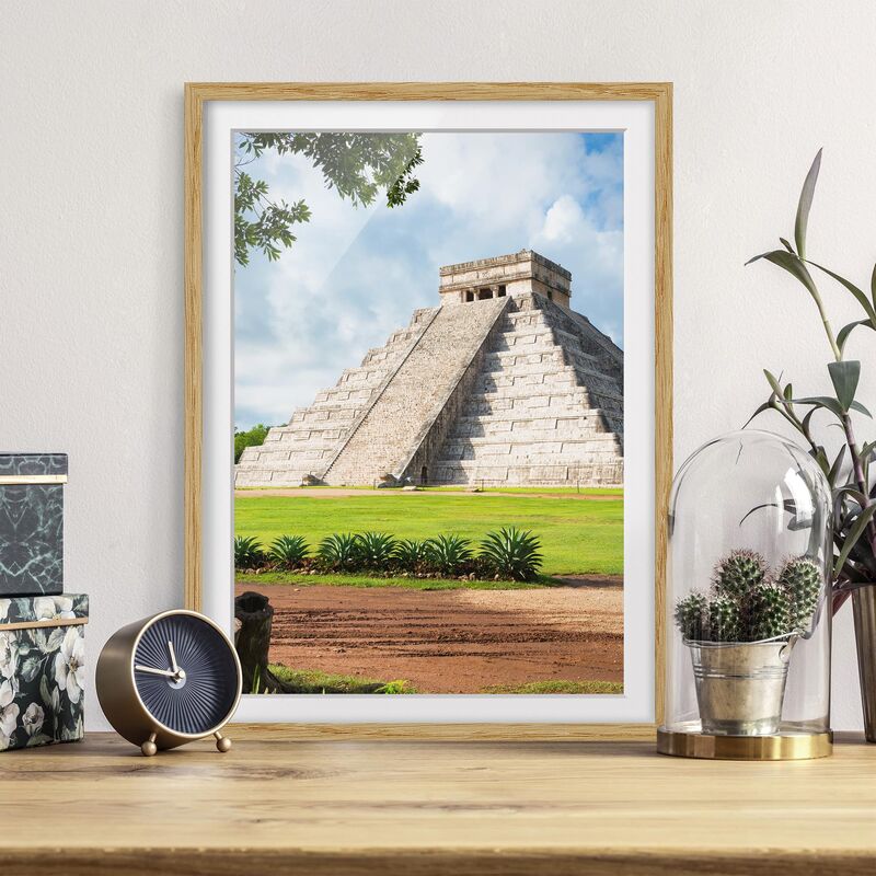 

Póster enmarcado - El Castillo Pyramid Dimensión LxA: 100cm x 70cm, Marco: Roble