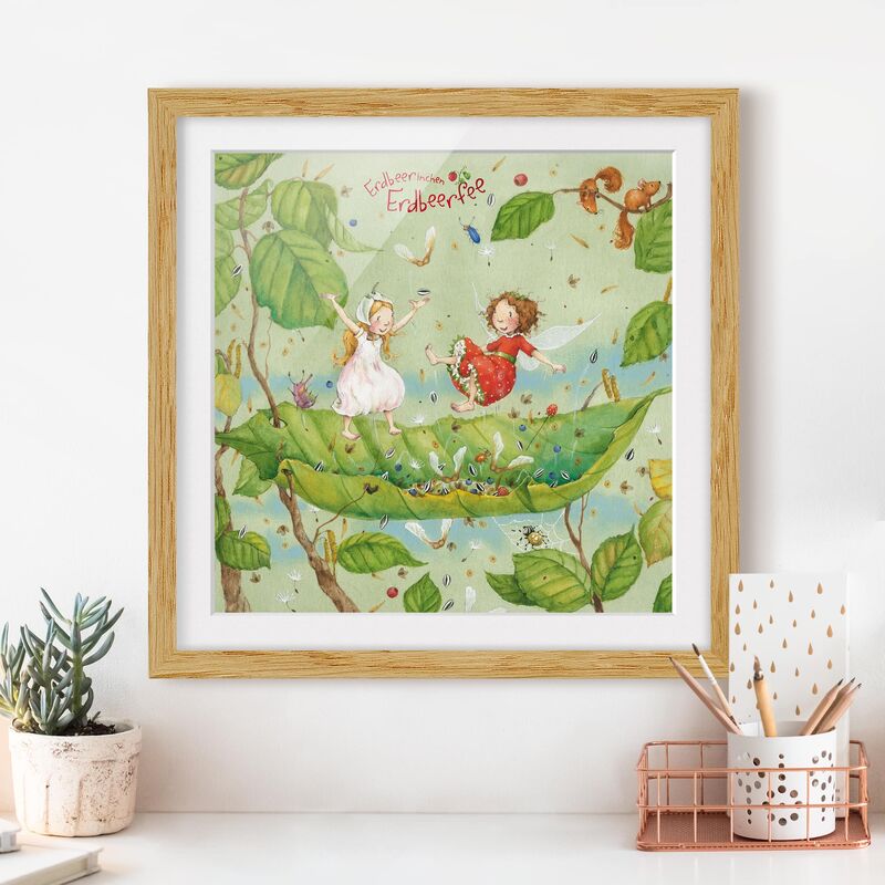 

Póster enmarcado - Erdbeerinchen Erdbeerfee - Trampoline Dimensión LxA: 50cm x 50cm, Marco: Roble