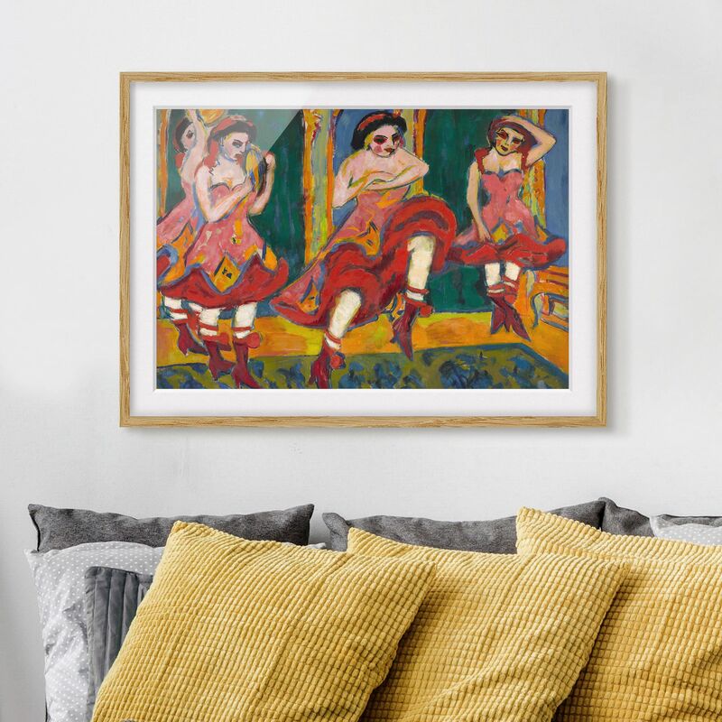 

Póster enmarcado - Ernst Ludwig Kirchner - Czardastänzerinnen Dimensión LxA: 40cm x 55cm, Marco: Roble