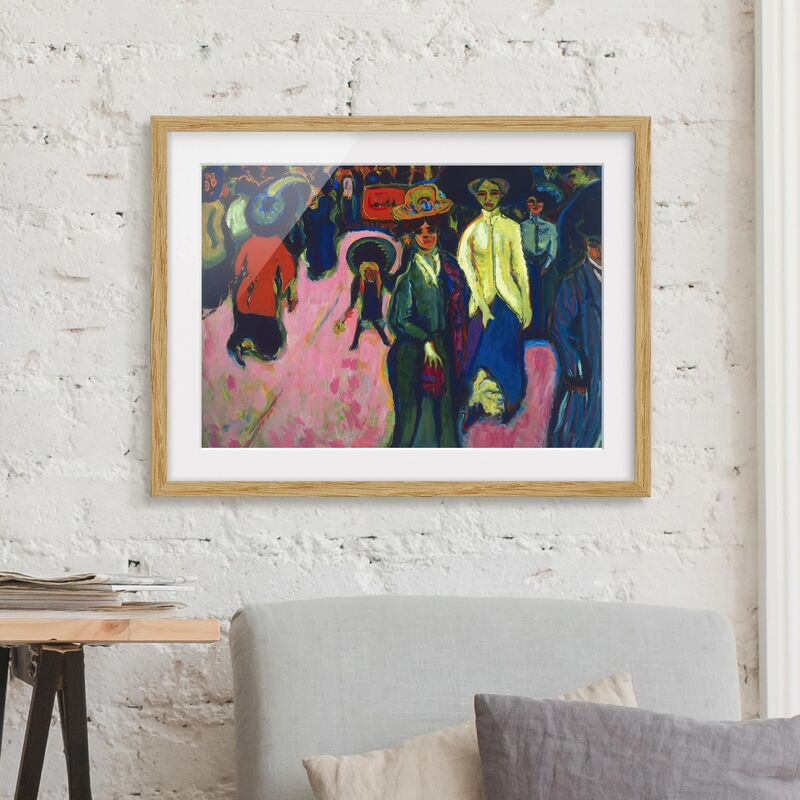 

Póster enmarcado - Ernst Ludwig Kirchner - Street In Dresden Dimensión LxA: 18cm x 24cm, Marco: Roble