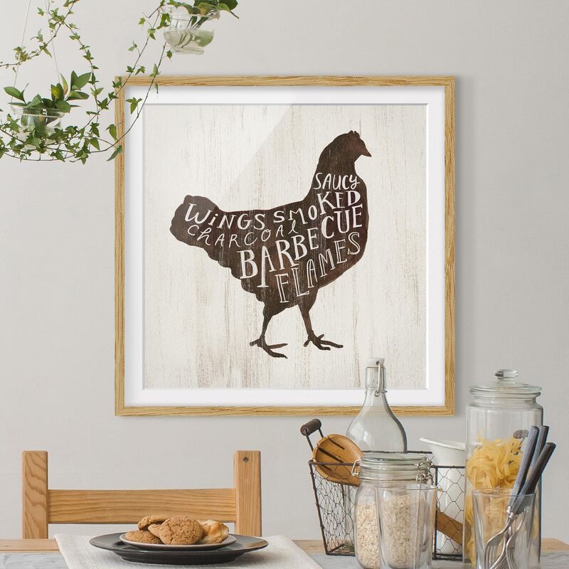 

Póster enmarcado - Farm BBQ - Chicken Dimensión LxA: 70cm x 70cm, Marco: Roble
