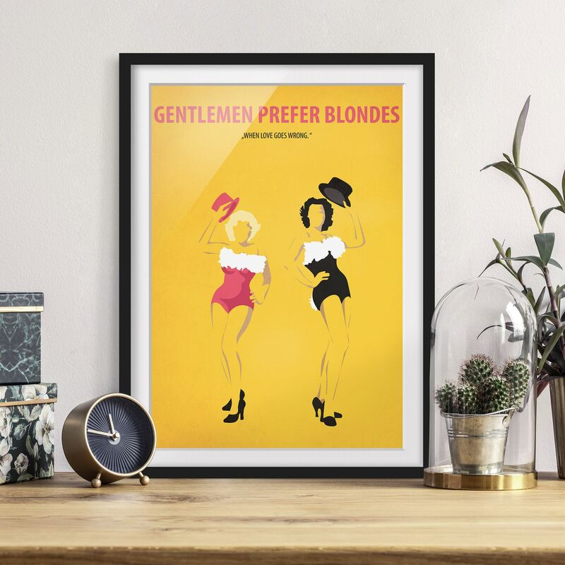 

Póster enmarcado - Locandina cinematografica uomini preferiscono le bionde Dimensión LxA: 55cm x 40cm, Marco: Negro