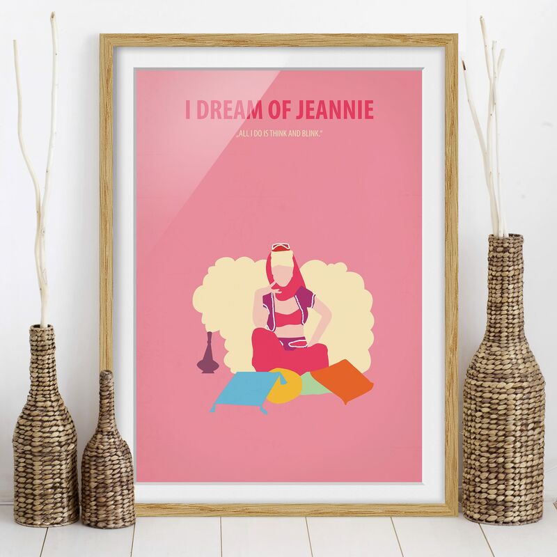 

Póster enmarcado - Locandina cinematografica I Dream Of Jeannie Dimensión LxA: 24cm x 18cm, Marco: Roble