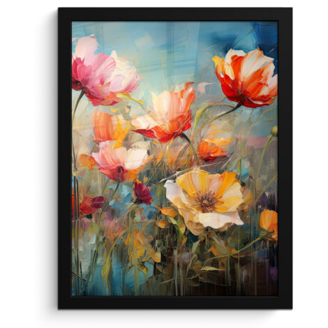 PÓSTER ENMARCADO Flores - Acuarela - Arte - Botánica - Naturaleza Decorativos de Salon 30x40