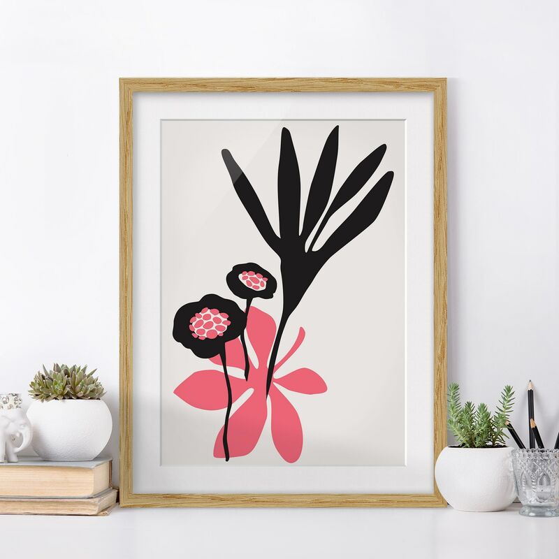 

Póster enmarcado - Omaggio floreale in rosa Dimensión LxA: 55cm x 40cm, Marco: Roble