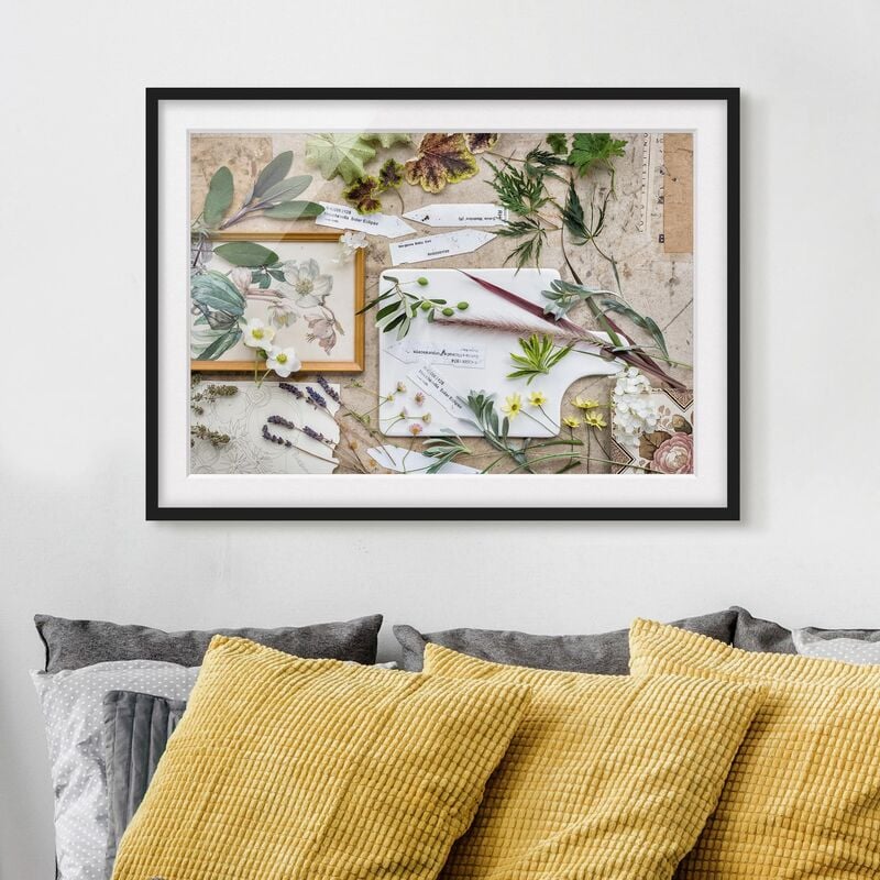 

Póster enmarcado - Flowers And Garden Herbs Vintage Dimensión LxA: 30cm x 40cm, Marco: Negro