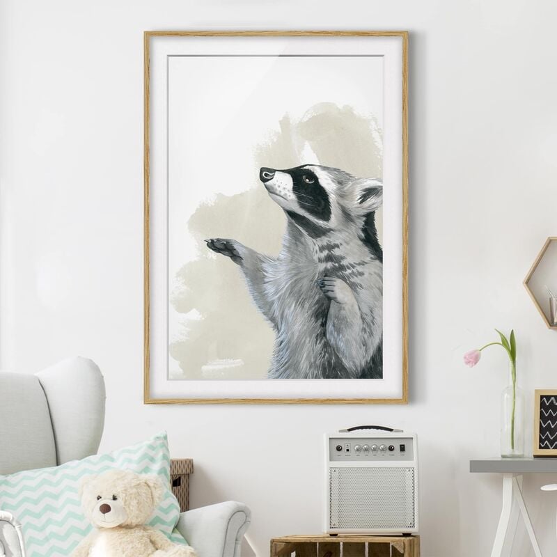 

Póster enmarcado - Forest Friends - Raccoon Dimensión LxA: 70cm x 50cm, Marco: Roble