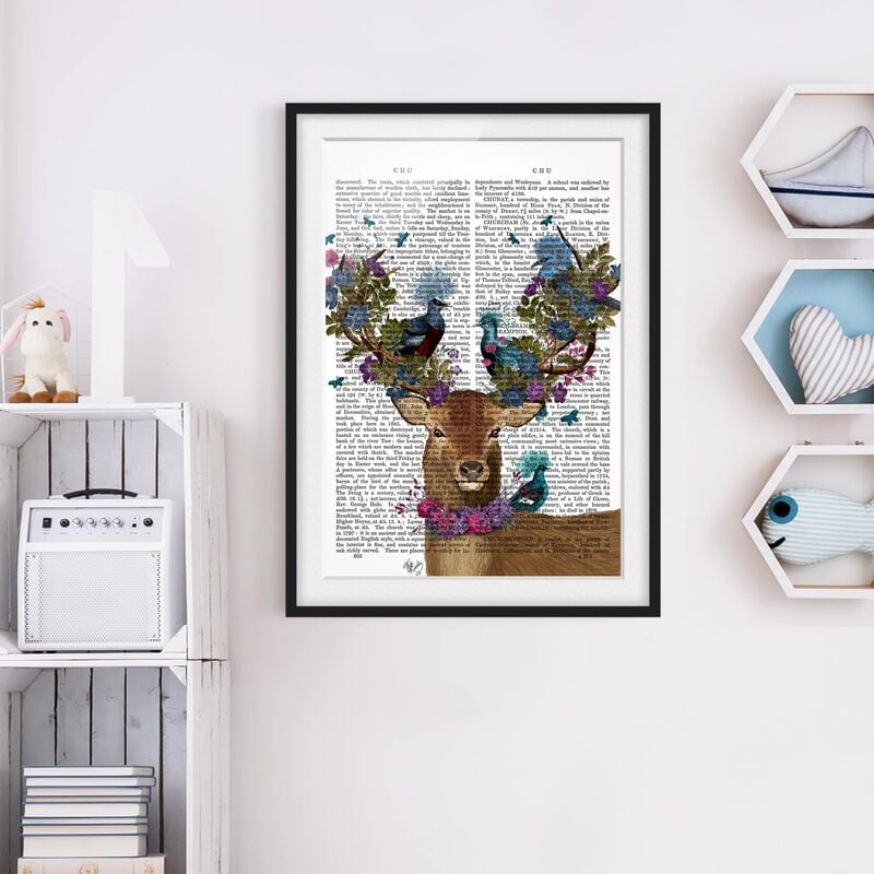 

Póster enmarcado - Fowler - Cervo Con I Piccioni Dimensión LxA: 55cm x 40cm, Marco: Negro