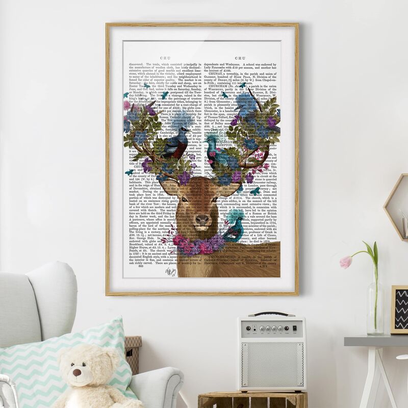 

Póster enmarcado - Fowler - Cervo Con I Piccioni Dimensión LxA: 70cm x 50cm, Marco: Roble