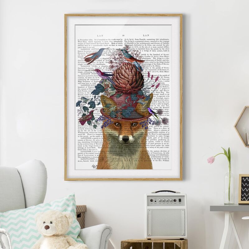 

Póster enmarcado - Fowler - Volpe Con Carciofi Dimensión LxA: 100cm x 70cm, Marco: Roble