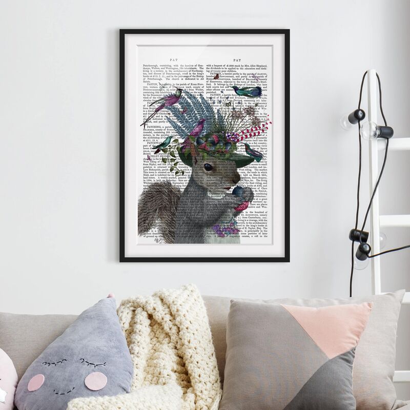 

Póster enmarcado - Fowler - Scoiattolo Con Le Ghiande Dimensión LxA: 100cm x 70cm, Marco: Negro