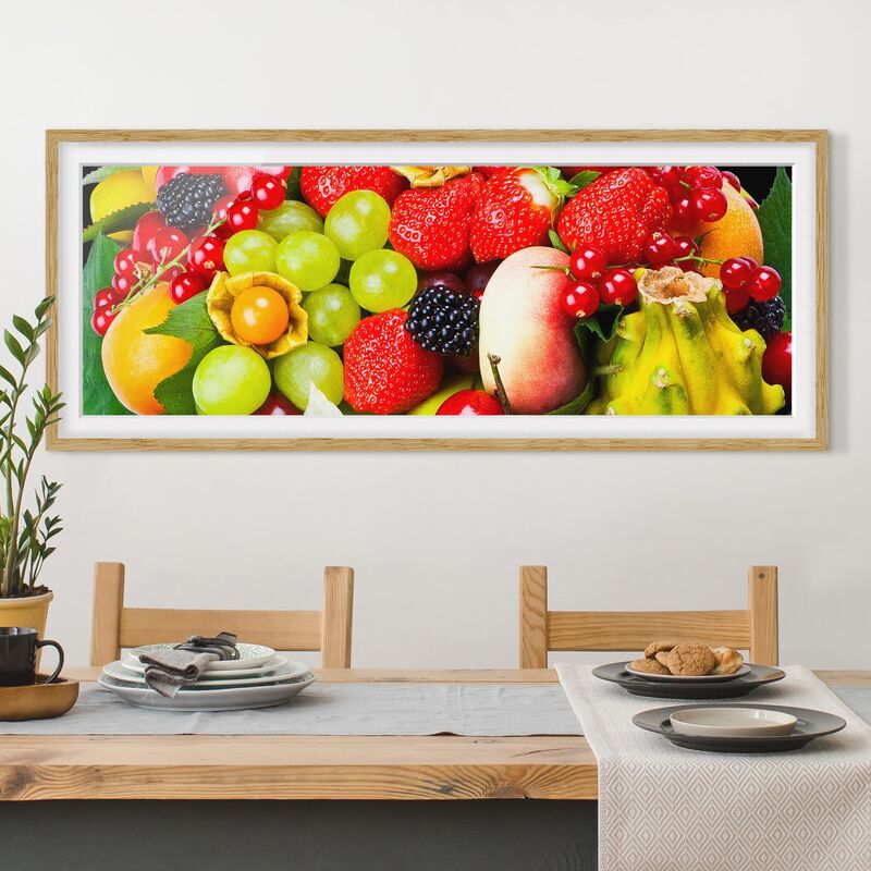 

Póster enmarcado - Fruit Basket Dimensión LxA: 20cm x 50cm, Marco: Roble