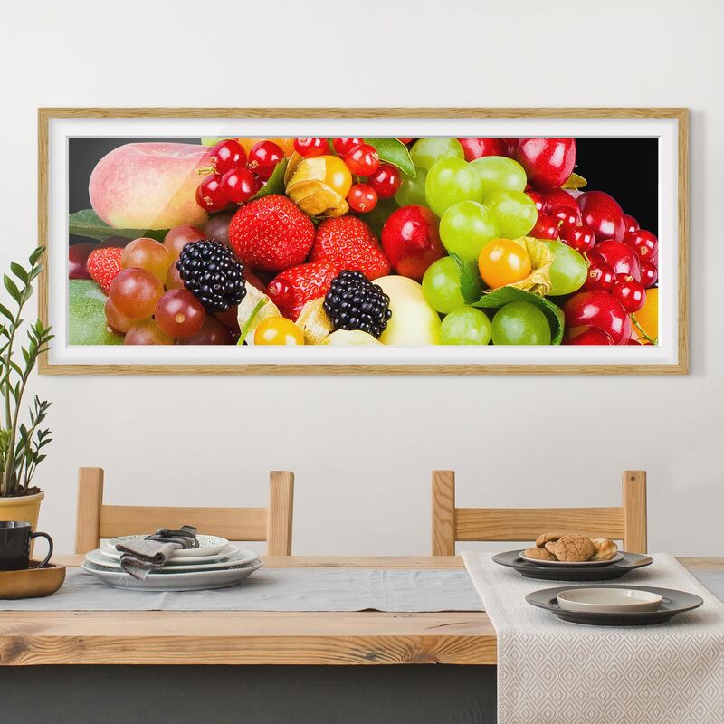 

Póster enmarcado - Mix Di Frutta Dimensión LxA: 40cm x 100cm, Marco: Roble