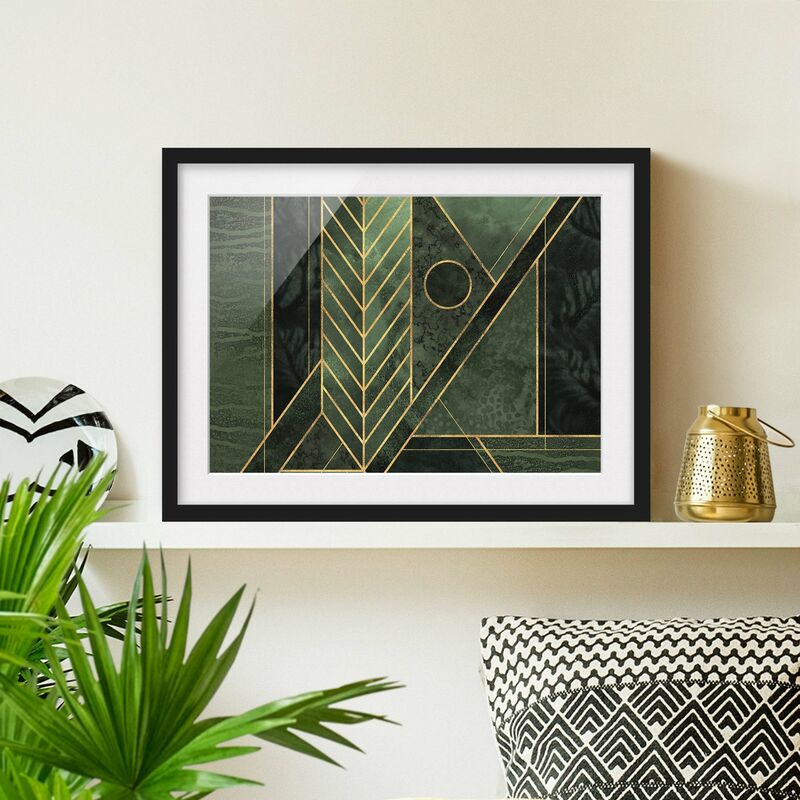 

Póster enmarcado - Forme geometriche oro verde smeraldo Dimensión LxA: 40cm x 55cm, Marco: Negro