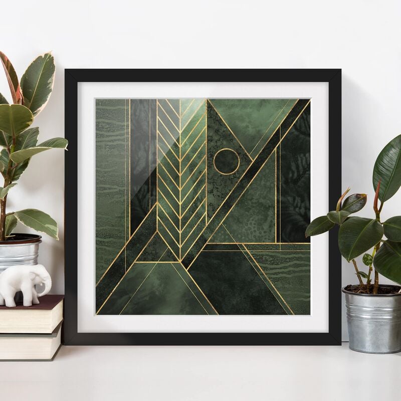 

Póster enmarcado - Forme geometriche oro verde smeraldo Dimensión LxA: 50cm x 50cm, Marco: Negro