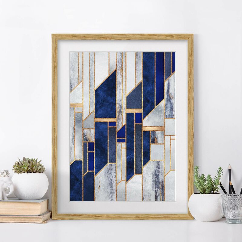 

Póster enmarcado - Forme geometriche con oro Dimensión LxA: 55cm x 40cm, Marco: Roble