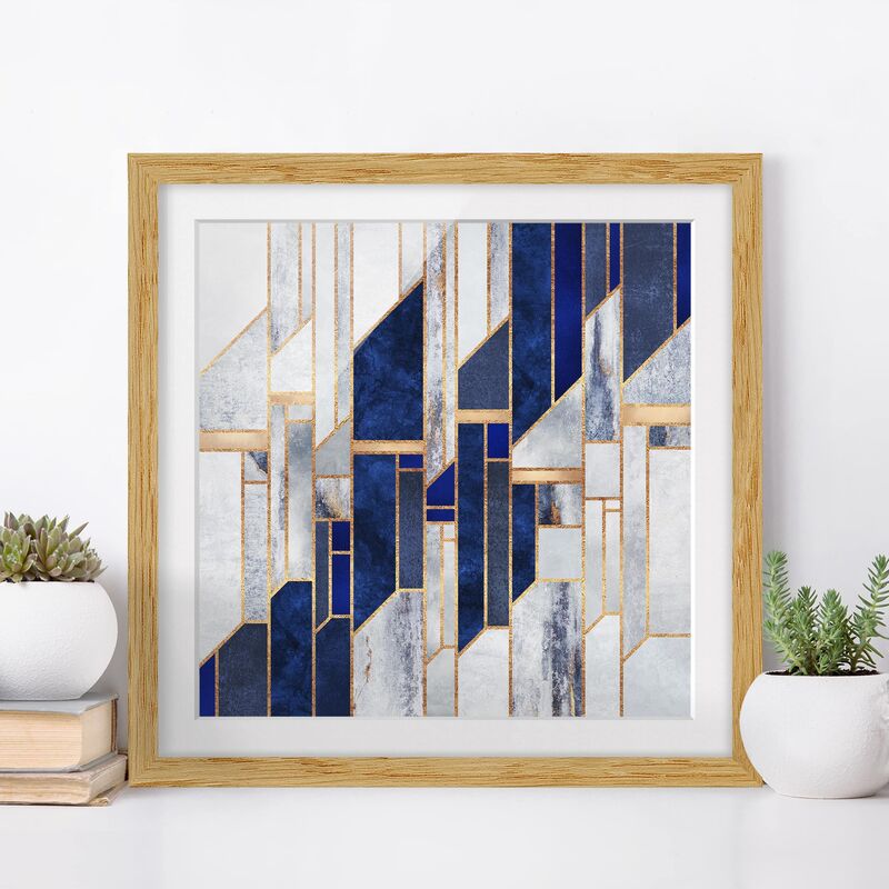 

Póster enmarcado - Forme geometriche con oro Dimensión LxA: 50cm x 50cm, Marco: Roble