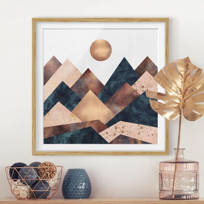 

Póster enmarcado - Geometrico Monti bronzo Dimensión LxA: 50cm x 50cm, Marco: Roble
