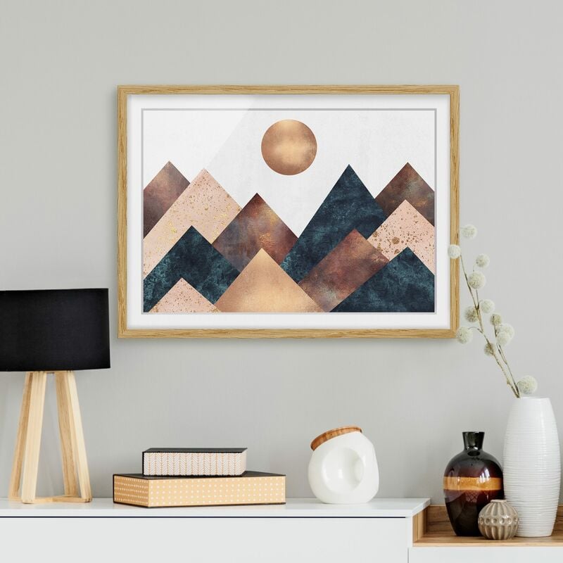 

Póster enmarcado - Geometrico Monti bronzo Dimensión LxA: 40cm x 55cm, Marco: Roble