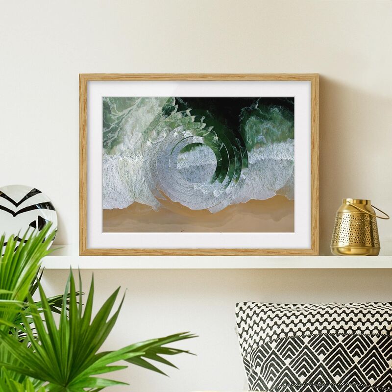 

Póster enmarcado - Geometry Meets Beach Dimensión LxA: 40cm x 55cm, Marco: Roble