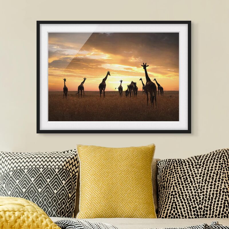 

Póster enmarcado - Giraffe Family Dimensión LxA: 30cm x 40cm, Marco: Negro